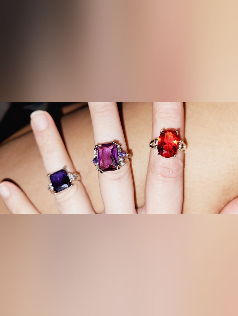 Gold Ring with Red Oval Gemstone - Women Jewelry